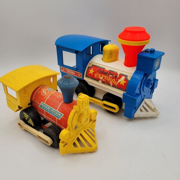 Fisher Price LOT Express Train 2581 & Toot Toot Wooden 643 Pull Toy Vintage - Picture 1 of 15
